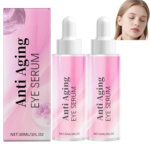 Siero per occhi alla caffeina, siero anti-età che leviga le linee sottili e le rughe, illuminante per il contorno occhi contro occhiaie e gonfiori, profondamente idratante (2pcs)