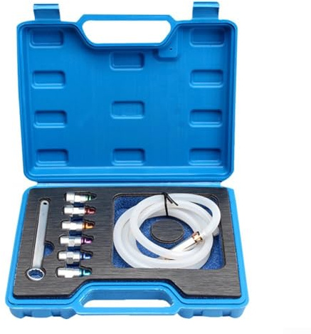 Gdfnmogo Bremsenentlüftungsschlüssel-Set mit 1,2 m Silikonschlauch für Auto-Bremsenentlüftung, 7–12 mm 12-Kant-Stecknüsse, Chrom-Vanadium-Stahl-Werkzeug-Set in Aufbewahrungskoffer (8-teiliges Set)