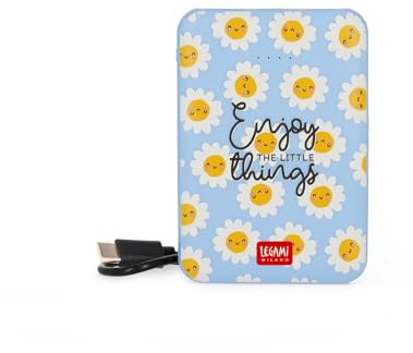Legami - Power Bank, Supercharge, Daisy, 2 Ports, Type-C et 1 USB, Recharge jusqu'à 2 appareils simultanément, câble de Recharge Type-C Inclus, capacité 5000 mAh