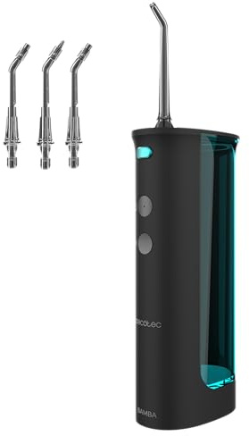 Cecotec Munddusche Kabellos ToothCare Jet Fresh Clean, 180 ml Wassertank, 1200 U/min, 3 Reinigungsmodi, 3 Düsen, IPX7 wasserdicht, 20 Tage Akkulaufzeit, 2-Minuten-Timer