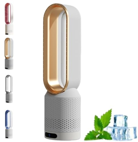 Kuisoe Seladi AirPure V3 | Enfriador de aire, limpiador UV e ionizador 620L/S, ventilador de torre de oscilación de 90° con mando a distancia, ventilador de pie de bajo consumo (dorado)