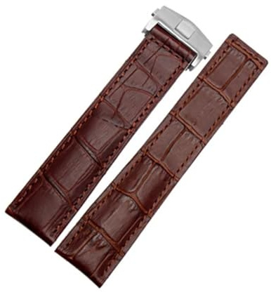 NASUNJIA Äkta Läderarmband 19mm 20mm 22m For Klockarmband Herrarmbandstillbehör Vikbart Spänne