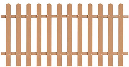 Ordellia Valla WPC marrón 200 x 100 cm, 12 listones, distancia de 9 cm, para valla de jardín, valla de madera, terraza, balcón y jardín delantero como limitación y privacidad