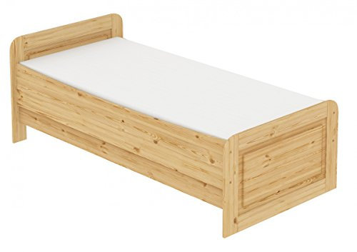 Erst-Holz®Seniorenbett extra hoch 100x200 Einzelbett + Rollrost Matratze Bett Massivholz Kiefer 60.42-10 M