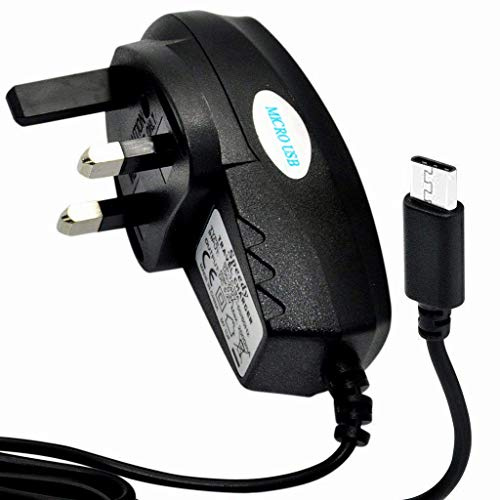Honor 8S Charger UK 3 Pin Mains Wall Plug Micro USB Charger for Honor 8S (Micro Mains Charger) (Black)