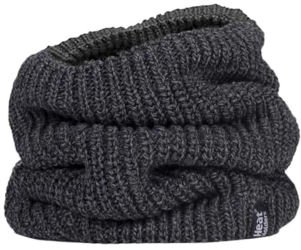HEAT HOLDERS - Mens Thick Winter Warm Fleece Lined Chunky Knit Thermal Neck Warmer (One Size, Charcoal (Larvic))