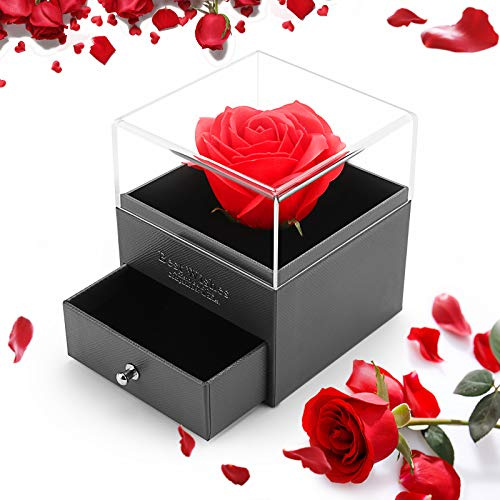 ASANMU Ewige Rose Geschenkbox Geschenke, Eternal Flower Geschenkbox Ringschachtel Rose Schmuckbox Ewige Blume Geburtstag, Valentinstag Geschenke für Freundin/Mama/Oma/Ehefrau