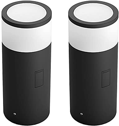 Philips Hue – Calla Outdoor Sockelleuchte, 2er-Pack, Schwarz, 1x8W, 24V