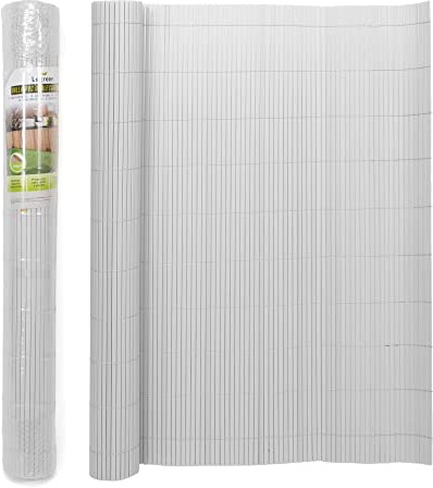 The Secret Home – Cañizo PVC de Doble Cara - Densidad 1000 g/m2 - Largo. 3 m x Alto. 1,5 m – Color Blanco - Valla de Ocultación Resistente - Protección Visual Privacidad para Jardín, Balcón o Terraza