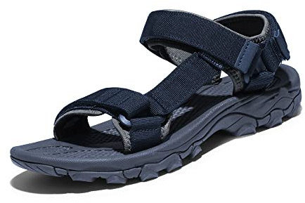 NORTIV 8 Men's Sandals Hiking Sports Lightweight Summer Water Arch Support River Open Toe Athletic Trail Outdoor Walking SandalsDark/blue/grey Size 9.5 LANGDO 2