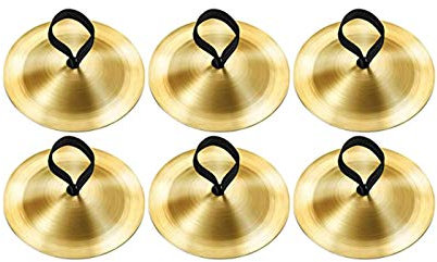 Faderr Platos de dedo de 6 piezas, instrumento musical para danza del vientre, dorado, latón pulido