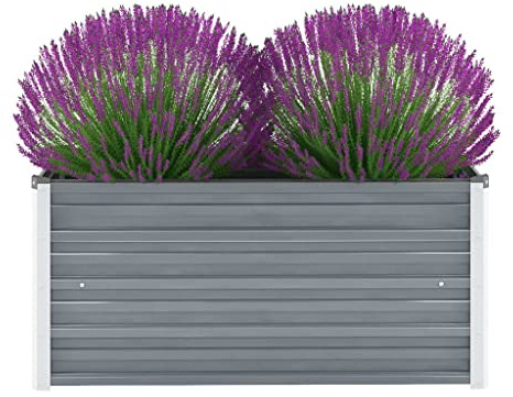 WIFESE Lit SuréLevé De Jardin Acier Galvanisé 100x40x45 Cm Gris Jardinieres Exterieur Jardiniere Bois Jardiniere Balcon Carré Potager Bacs ã Fleurs Rectangulaire