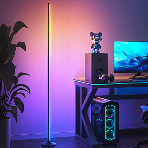 bedee 165cm LED Stehlampe Wohnzimmer, RGB Standleuchte mit Fernbedienung und APP, Moderne Stehleuchte Dimmbar mit 16 Millionen Farben, Musik Sync, Lampe LED Ecklampe für Schlafzimmer Spielzimmer