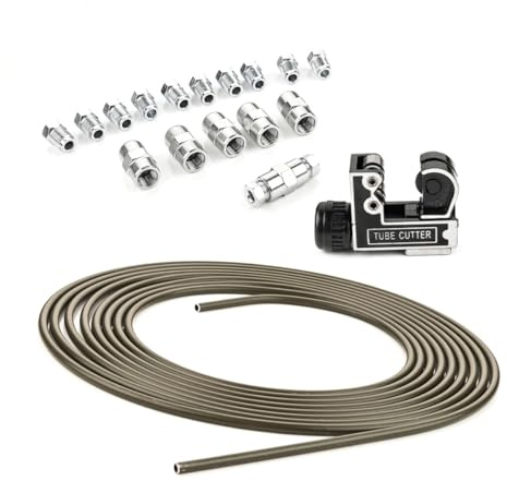 LST 5m Bremsleitung Bremsrohr Ø4,75mm Stahl pulverbeschichtet mit Verbinder