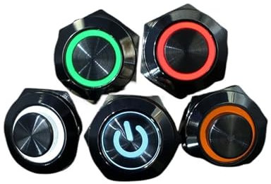 MEFOAR 1pc Led-Lampe Nachtlicht Druckschalter 12mm Momentane Selbstsichernde Flache Metall Schalter Wasserdicht (Color : Ring Symbol, Size : White_6V)