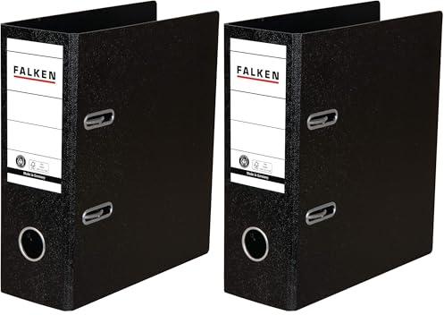 Original Falken Ordner Sonderformat Hartpappe. Made in Germany. 8 cm breit DIN A5 hoch schwarz Rezepte Ringordner Aktenordner Briefordner Büroordner Pappordner Schlitzordner Blauer Engel
