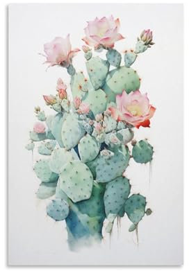 FOCCAR Vintage-Kaktus-Wandkunst, Leinwanddrucke, rustikale Sukkulenten, schöne Blumen, Bilder auf Leinwand, Poster, Wanddekoration für Heimdekorationen