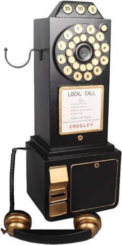 CHJJZXBF Decoración de Pared de teléfono Antiguo Vintage, Modelo de teléfono Decorativo con Cable Retro Creativo, Accesorios de teléfono Fijo Antiguo de cafetería para el hogar,Black