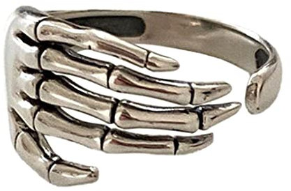 HIOPOIUYT Vintage Fünf-Finger-Klauenringe für Damen und Herren, Punk-Skelett, Hand-Ring, verstellbar, Hip-Hop-Party-Schmuck, Siehe Abbildung