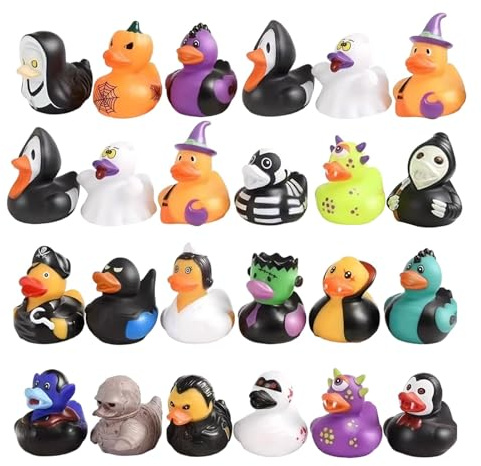 24 Pièces Canards en Caoutchouc d'halloween - Canard en Caoutchouc Fantôme | Jouets De Bain De Canard Fantôme| Jouet De Bain De Canard Grinçant | Canards d'halloween en Vrac
