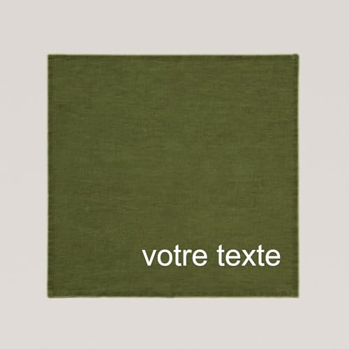 Personalisiert Personalisierbare Serviette aus Leinen mit Vornamen-Stickerei, Text – maschinenwaschbar (Khaki)