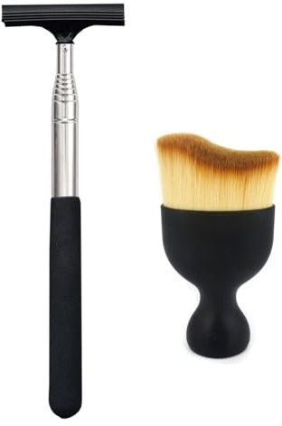 1 Essuie-Glace Rétractable Noir Et 1 Brosse De Nettoyage Intérieur De Voiture, Outils De Nettoyage De Vitres De Voiture, Accessoires De Voiture