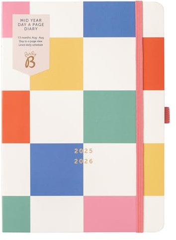 Busy B A5 Tag-für-Tag Tagebuch - Akademischer Planer für die Mitte des Jahres - Aug '25 - Aug '26 - Multi - Tagebuch mit Tag-für-Tag-Format, Stiftschlaufe, Notizen, Stundenplänen & Jahresplaner