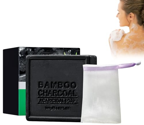 Rostblant 100g jabón de carbón de bambú, suministrado con dos redes de espuma de jabón, jabón de afeitar para hombres y mujeres para la cara y el cuerpo cream (41)