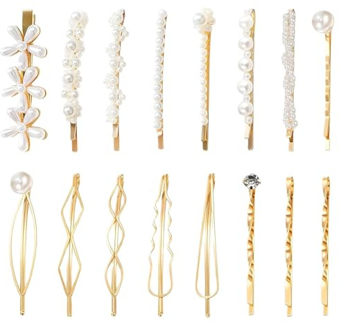 MOTIBACK 16 Fermagli per Capelli in Metallo con Decorazioni a Perle, Stabili ed Eleganti, Ideali per Tutti i Giorni, Celebrazioni e Matrimoni per Donne e Ragazze