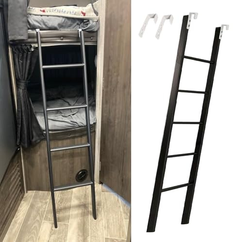 Scala Aello Nera per Due Letti Singoli/Scale Corte in Metallo Scala a Pioli per Bambini e Adulti Scala Aello per Soppalco Dormitorio/Color/160Cm/63