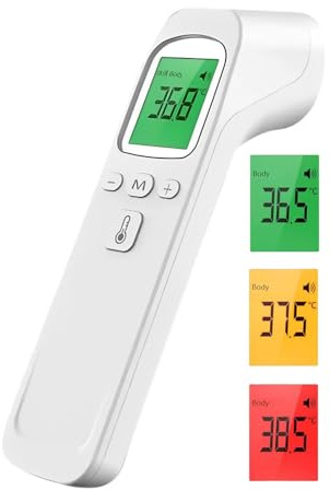 Thermomètre Frontal Sans Contact, DUPELEC Thermomètre Infrarouge avec Lecture Instantanée 1s, Rappel de Mémoire, Écran LCD, ℃ / ℉, Thermometre Frontal Bebe et Adultes (Piles AAA non Incluses)