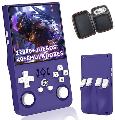 R36MAX Consola de Videojuegos Retro 128G, Consola Emuladora de Mano Portátil con 22000+ Juegos Retro 40+ Emuladores Incorporados, Sistema Linux de Código Abierto, Joystick 3D (Azul Oscuro)