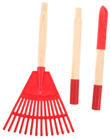 FRCOLOR Rastrello per Foglie in Plastica con Manico Staccabile Rastrello da Giardino Ventaglio per per Pulizia Cortili Prati Aiuole e Siepi Resistente e Facile da Montare