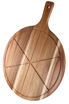 KiBcsLic Tabla de Cortar para Pizza Plato de Cena de Madera Tabla de Quesos Bandeja para Servir Y Aperitivos Multifuncional para Cortar Y Servir Alimentos Ade