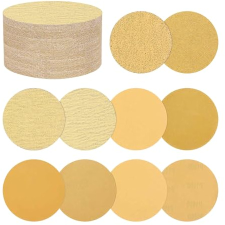 Kozelo 50Pcs Sanding Discs 2In 40/60/80/120/240/320/400/600/800/1000Grit | Yellow Hook and Loop Sandpapers Random Orbital Sandpaper Suitable for Drywall Sander Wood Metal