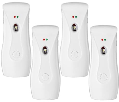 Stardrix 4-Pack Automatic Air Freshener Dispensers, Aerosol Spray Machines, Wall Mounted or Freestanding, Adjustable Timer for Scent Release in Bathroom, Office, Commercial & Home – White