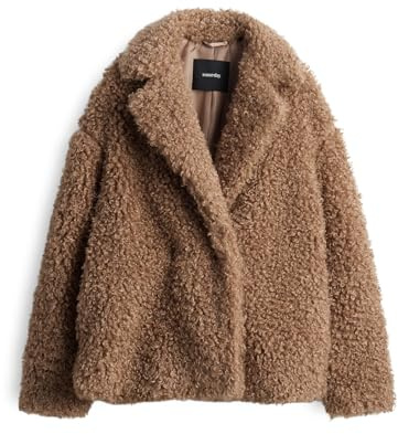someday Damen Jacke | VANTELO Soft Loose Teddyjacke im Caban Stil Pale Greige Melange, 40