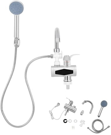 ROGONPDK Robinet chauffe-eau électrique instantané avec douche, eau chaude, robinet de chauffage instantané avec douche, chauffe-eau, robinetterie pour salle de bain et cuisine, pour une utilisation à