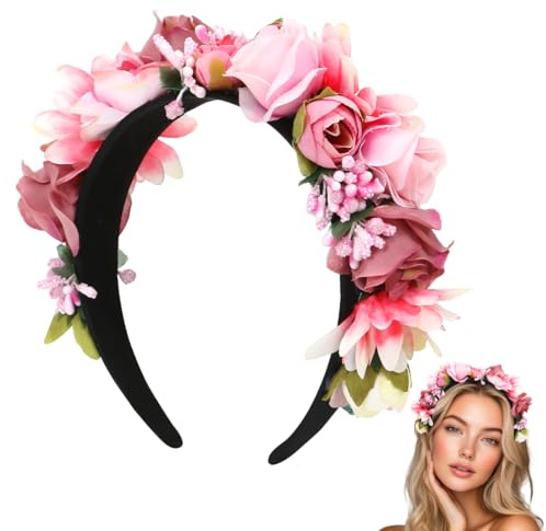 Haarreif Dirndl Blumen,Blumen Haarkranz,Blumenstirnband für Hochzeit Karneval Mottoparty