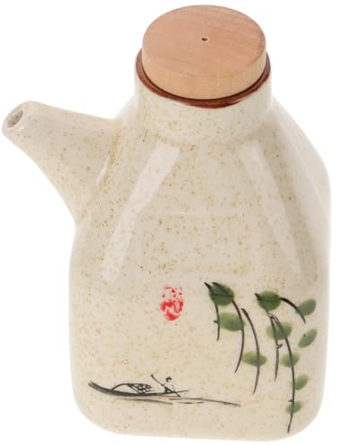 NUOBESTY Distributeur de Vinaigre en Céramique Lisse 250 Ml Bouteille Japonaise pour Condiments Pot à Huile Ménager Blanc Style Classique Ustensile Cuisine pour Sauce Soja et Vinaigre