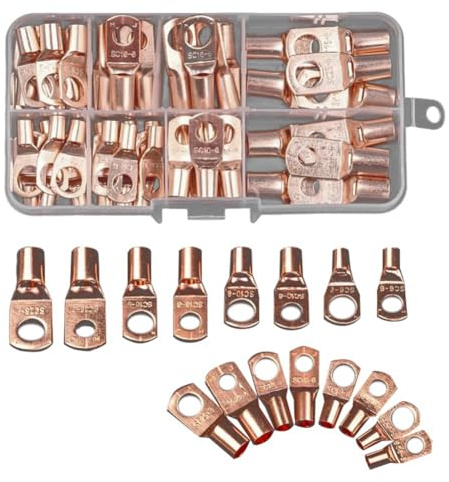 Uikdjgu 70 Pz. Connettore Capocorda SC6-25 Connettori In Rame Nudo Kit Connettore Terminale A Crimpare Elettrico