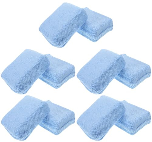 LALADEFIEE Tamponi Applicatori in Microfibra per Cera Auto 10 Pezzi Rettangolari 12X8X3 CM per Lucidatura Pulizia Dettagli Interni Vetri e Pneumatici Lavabili e Riutilizzabili per Cura