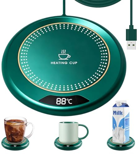 Chauffe-tasse USB pour bureau avec 3 réglages de température jusqu'à 75 ℃ - Sous-verre chauffant portable alimenté par USB - Arrêt automatique de 8 heures - Contrôle tactile intelligent - Pour bureau