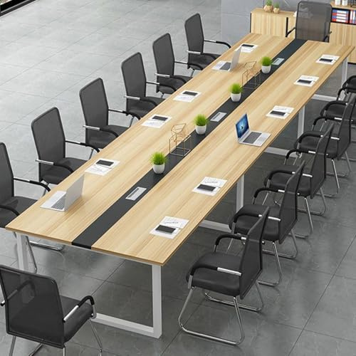 JSWHYBD Tavolo conferenza rettangolare, banco da lavoro moderno modulare, tavoli in legno massello che possono ospitare 8-10 persone, adatti a centri formazione e sale riunioni aziendali E 3M