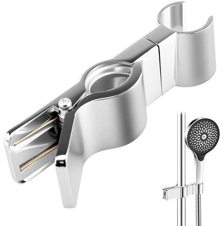 Duschkopfhalterung ohne Bohren, Verstellbare Duschhalterung für Duschstange 20-29 mm, Universal Handbrause Halterung 35° Drehbar, Duschkopfhalter Ersatzteil für Badezimmer, Edelstahl Glänzend Verchrom