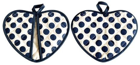 2pcs Gants de Four en Forme de Cœur et Protège-Mains, Maniques Anti-Chaleur Double Face, Gants de Cuisine for Cuisson, Pâtisserie et Gril, Résistants Jusqu'à 250℃(Bleu)