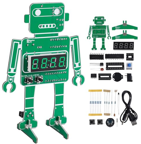 DIY Soldering Kit, Robot Digital Alarm Clock Electronics Project | Temperature Display & Multi-Function Clock, DIY Soldering Practice Kit for STEM Electronics Learning & Family Projects