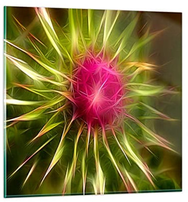 Wandbilder Dekoration Wohnzimmer Grafik Blume Pflanze Licht leuchten Bilder auf Glas 50x50cm Glasbild Schlafzimmer Küche Deko Wand Kunstdruck Art Klein Wanddeko Bild im Glas Modern GAC50x50-0329