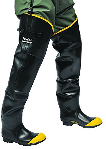 Galeton 7942-10 Repel Footwear Steel Toe Hip Boots with Straps, Men's Size 10, Black