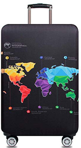 YEKEYI Reise Suitcase Protector Reißverschluss Koffer Abdeckung Waschbar Drucken Gepäck Abdeckung 18-32 Zoll (Map, M)